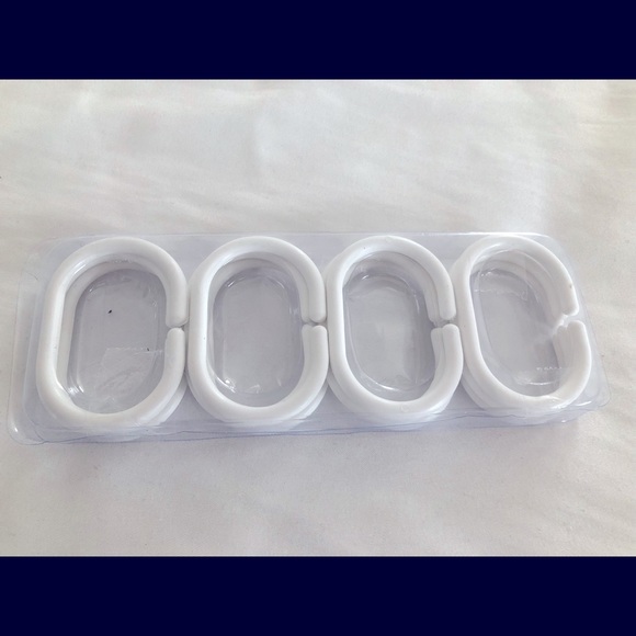 NEW Shower curtain rings oval hooks plastic white brand new in package, modern - Picture 1 of 5